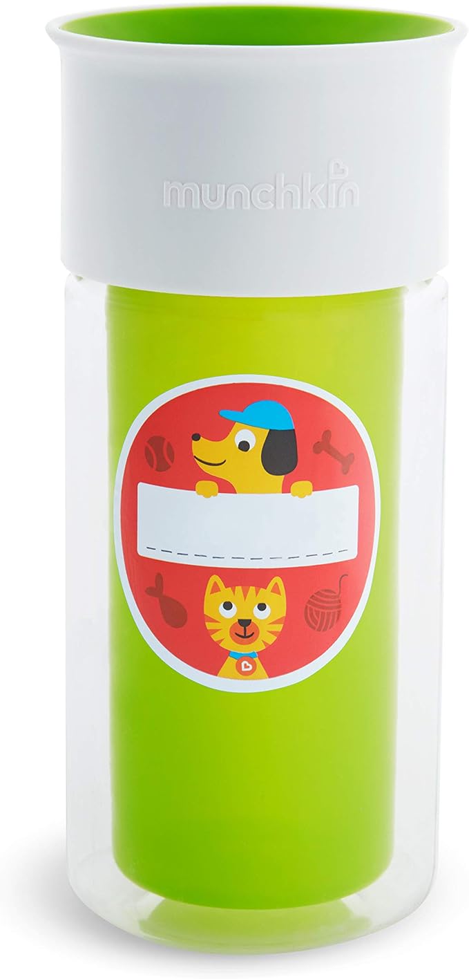 Munchkin® Miracle® 360 Insulated Sippy Cup, Includes Stickers to Customize Cup, 9 Ounce, Green