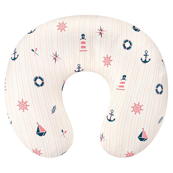 DILIMI Nursing Pillow Cover, Removable Pillowcase for Breastfeeding Pillows Sailboat Print, Ultra Soft Comfortable Slipcover for Baby Girl and Boy, Navigation Anchor