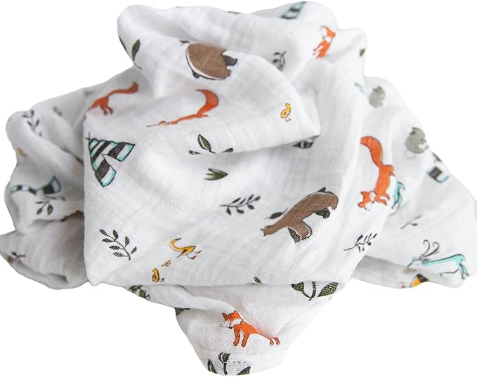Little Unicorn Premium Cotton Swaddle Baby Blanket | Breathable Fabric | for swaddling, Play, Nursing & More (Forest Friends)