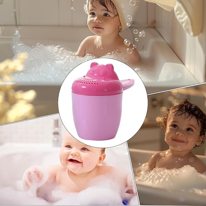 Tiny Tot Bath Rinse Cup - Child Shampoo Pourer, Cartoon Water Bucket for Hair Washing, Gentle Shower Accessory with Safety Grip, Bathroom Tool, Fun Bathing Aid for Daily Bathtub and Kids Bath Time