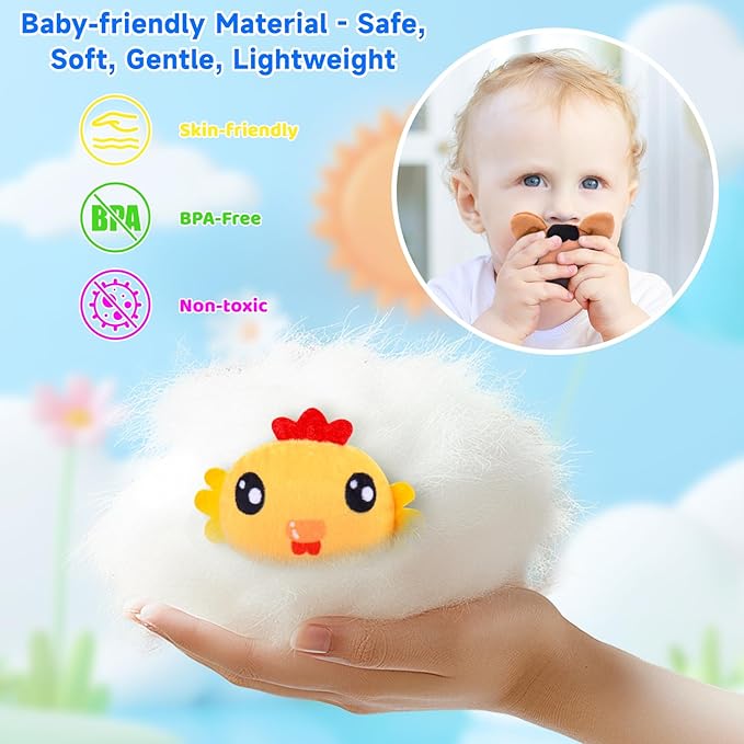 Baby Toys 6-12 Months - Soft Barn with Stuffed Farm Animals, Rattles, Textures, Mirror, Play mat - Toddler Toys Sensory Toy Montessori Toy for Babies 6-12 Months, 1 Year Old Boys Girls Baby Gifts