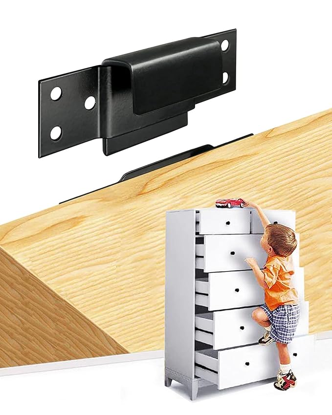 Furniture Wall Anchor Furniture Anchors for Baby Proofing 6 Sets Anti Tip Furniture Straps Wall Mount Bracket Safety Secure Cabinet Dresser Bookshelf, Keep Baby Child Pet Safety