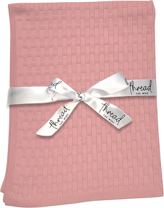 The Lattice Blanket - 100% Organic Cotton Baby Blanket, American Made, 30x40in - Bassinet, Crib, Stroller - Gift Registry Baby Shower for Newborns and Kids (Blush)
