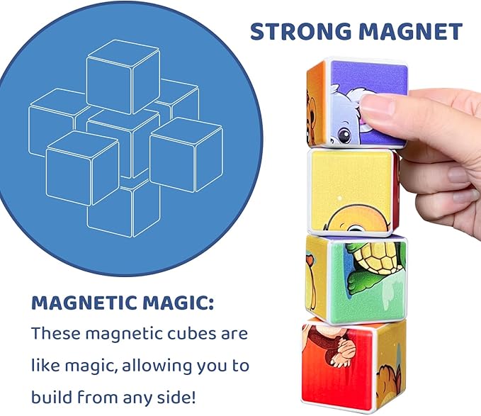 Pairez Toys Magnetic Blocks Toddler Toys, 1.65 inch Large Building Cubes for Kids Boys & Girls Age 1+, Fruit Magnet Puzzle Cubes, Preschool Educational Brain Teaser Toys