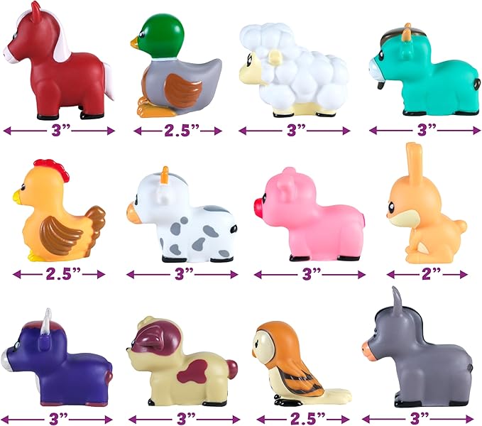 Tub Works® Barnyard??Mold Free Bath Toys, 12 Pack | Sealed, No Hole Bath Toys Design Keeps Moisture Out | Soft, Squeezable & Float on Water | Farm Animals Baby & Toddler Bathtub Toys | Baby Pool Toys