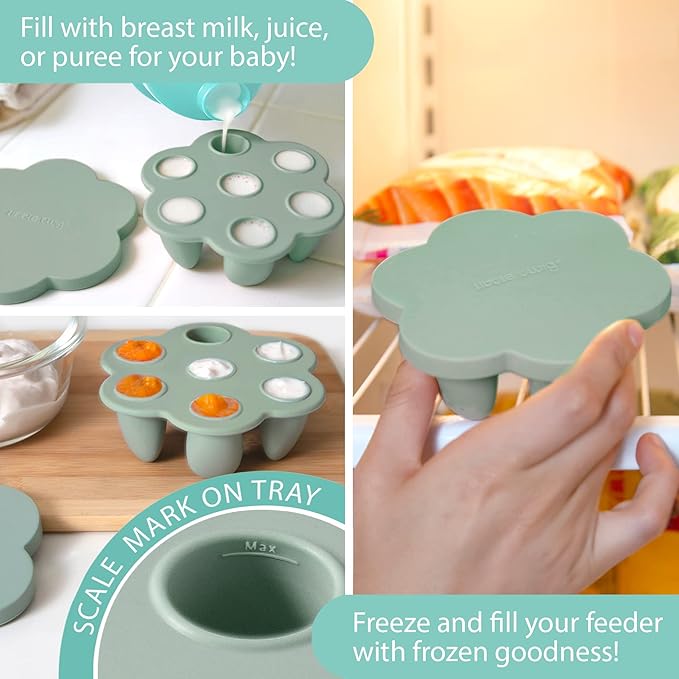 Little Twig Baby Fruit Feeder Pacifier & Teether Set ??Silicone Baby Food Feeder with Freezer Tray, BPA Free Teething Toy for Infants, Breast Milk Pops, Fruit & Puree Feeder, Baby Led Weaning Kit