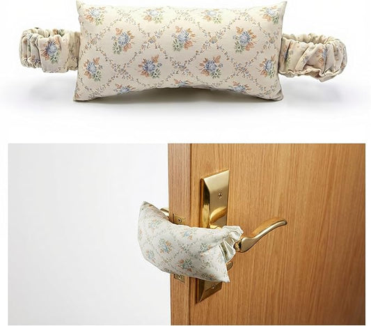 Soft Fabric Door Stopper for Handles, Floral Door Slam Stopper Door Silencer Quiet Buffer, Prevents Door Slams Finger Pinches for Kids & Pets Safety, Farmhouse Home Decor