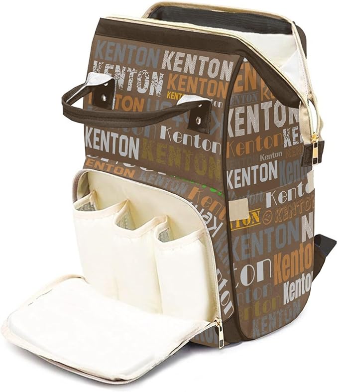 Custom Name Boy Baby Bags, Nylon Personalized Diaper Bag Backpack for Baby Boy Mom, Brown, Large Capacity, Waterproof, Multifunctional, Adjustable Shoulder Straps