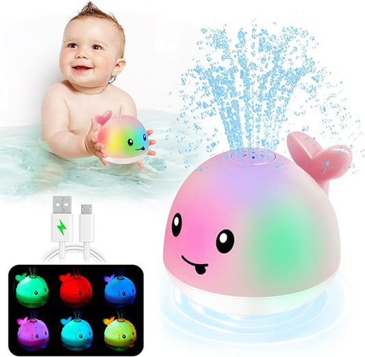 ANGGIKO Baby Girl Bath Toys, Pool Water Table Toy for Babies 1 Year Old Girl Gift, Toddler Bath Toys for Kids Ages 1-3 Light Up Whale Bath Toy Sprinkler Summer Bathtub Fountain Baby Toy 6-12-18 Months