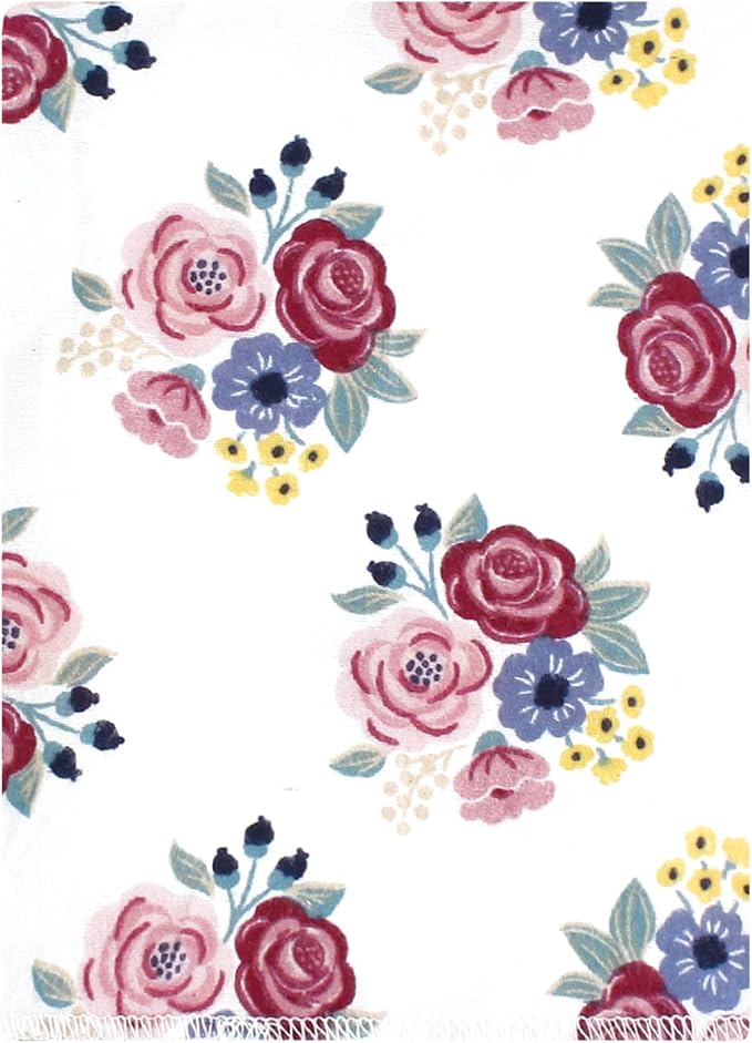 Hudson Baby Unisex Baby Cotton Flannel Burp Cloths Bundle, Blush Navy Floral, One Size (Pack of 2)