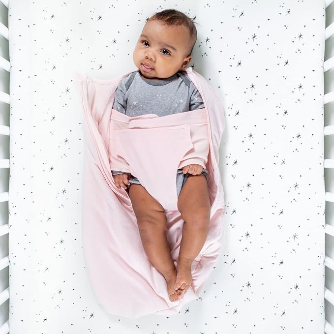 Happiest Baby Sleepea Comforter Swaddle - 100% Organic Cotton Baby Swaddle Blanket - Doctor Designed Promotes Healthy Hip Development (Rose, XL)