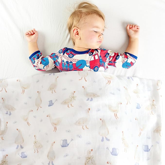 LifeTree Baby Swaddle Blankets, Boys Girls Muslin Swaddling Wrap Receiving Blanket for Newborn, 70% Viscose from Bamboo and 30% Cotton, Large 47" x 47", Duck and Checkered