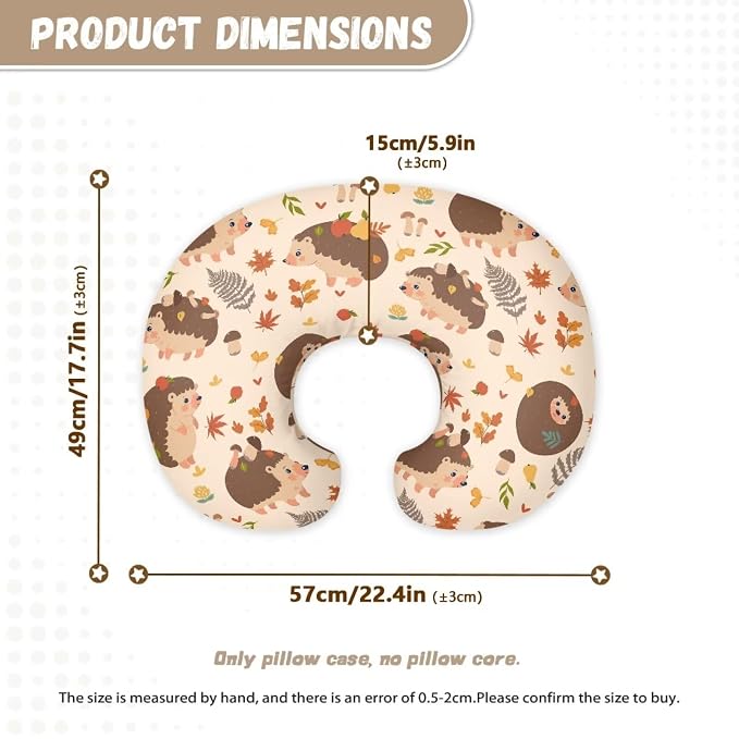 Nursing Pillow Cover Hedgehogs Breast Feeding Pillows for Babies Boys & Girls Soft Breathable Nursing Pillow Case U Shaped Nursing Pillow Slipcovers for Breastfeeding Mom