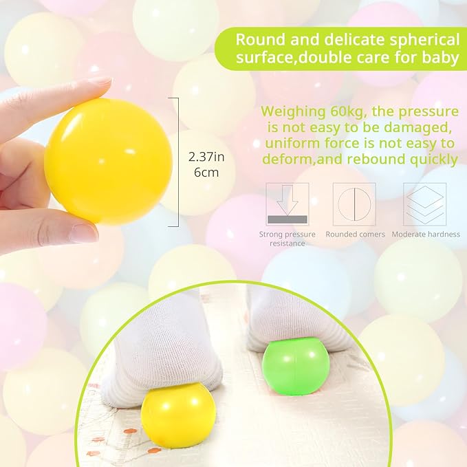 STARBOLO Ball Pit Balls for Toddlers Pack of 100 200 500 - BPA&Phthalate Free Non-Toxic Crush Proof Soft Plastic Balls for 1-5Years Old Toddlers Girl Kids Birthday Pool Playpen Tent Party
