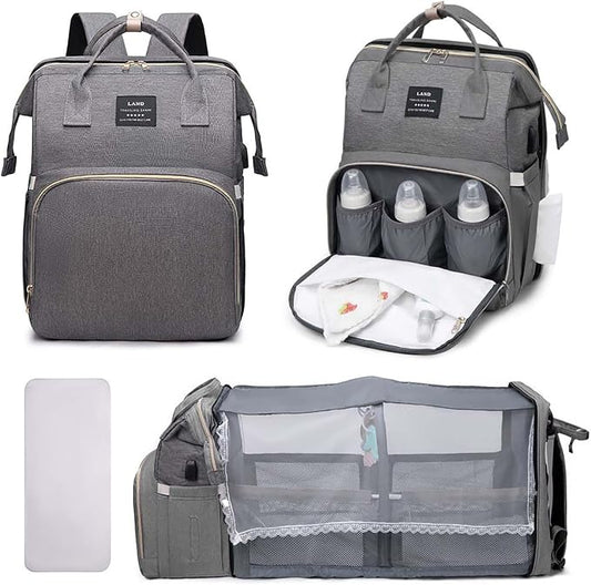 Multifunctional Baby Diaper Bag Backpack with Changing Station Baby Bag for Moms, Dads, Shower Gifts for Newborn Essentials (Diaper Bag Grey)