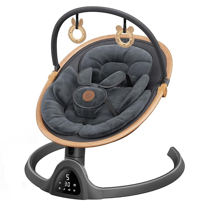 Baby Swings for Infants, Fasonbaby Bluetooth Infant Swing with Music Speaker with 3 Seat Positions, 5 Speeds and Remote Control - Portable Baby Swing for Indoor and Outdoor (Black)