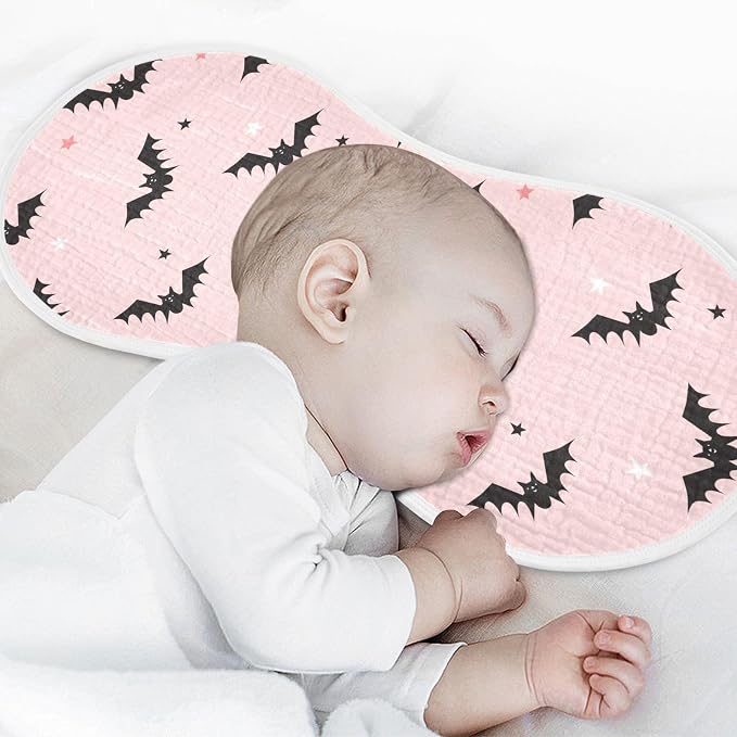 Muslin Burp Cloths for Baby Boys and Girls - 1-Pack Ultra Absorbent Halloween Bats Muslin Washcloths, Newborn Towel, Milk Spit Up Rags, Burp Cloth Bib for Unisex, 22 x 11 Inch