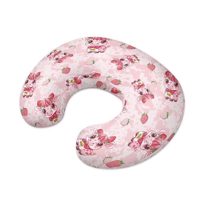 Pink Cow Stripes and Cow Nursing Pillowcase Nursing Pillow Cover Cuddle Pillow Slipcover Detachable Nursing Pillow Protective Cas Baby Feeding Breathable and Washable