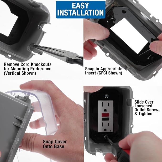 Intermatic WP3100C Weatherproof Electrical Outlet Cover - Extreme Temperature Resistance, Heavy-Duty Construction, Versatile Design & Multi-Configurable, Easy Install, Secure Fit for Outdoor in-Use