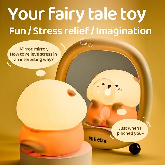 Bubble Blowing Otter Night Light, 3-Level Dimmable USB Rechargeable Lamp with Timer, Soothing Animal Toy for Nursery Bedroom Dorm Decor, Gift for Boys Girls Teens Adults