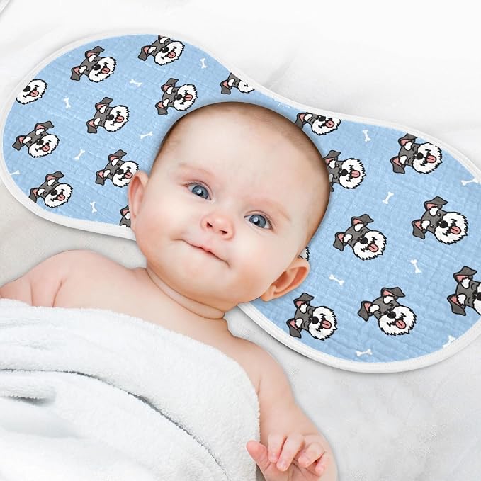 vvfelixl Baby Burp Cloths Miniature Schnauzer Dog Heads Baby Newborn Cotton Burping Cloths Set Baby Washcloths 4 Pack