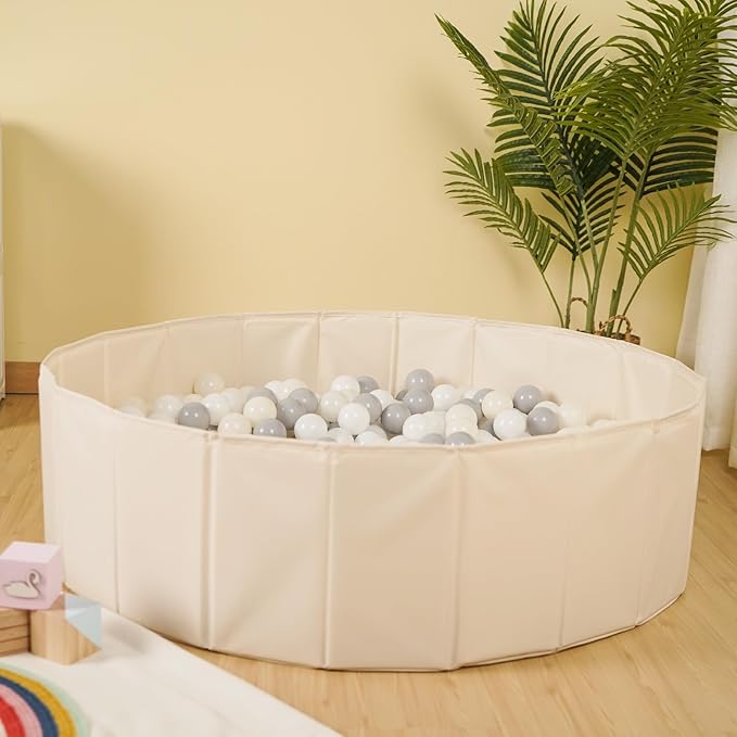 Ball Pit for Toddlers Babies Dogs Cats Iinfant Children, Foldable Ball Pits Play Tent, Crawl Playpen Ball Pool with Storage Bag, Surprise for Boys Girls Festival (Balls Not Included), Beige