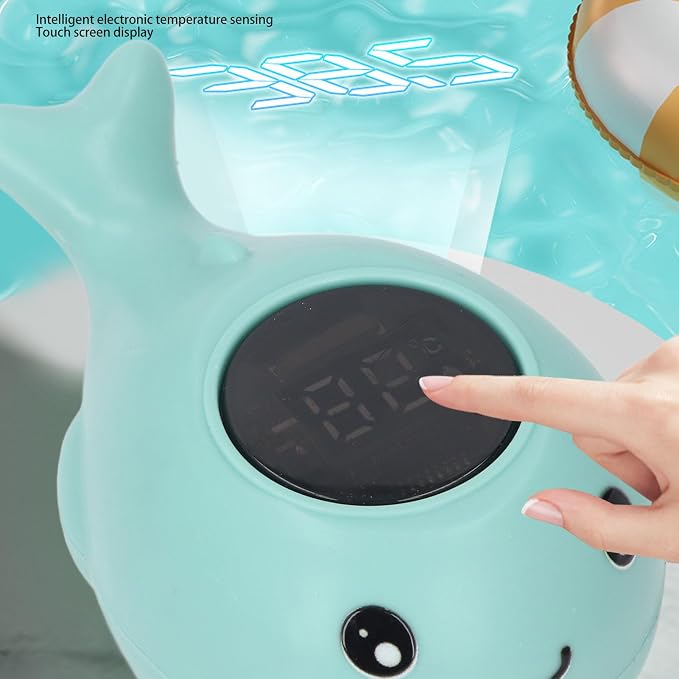 Bath Thermometer Floating Toy with 3 Color Temperature Indicator for Infant Bathing, Instant Reading Safety Alert, Whale Shape Water Temperature Thermometer