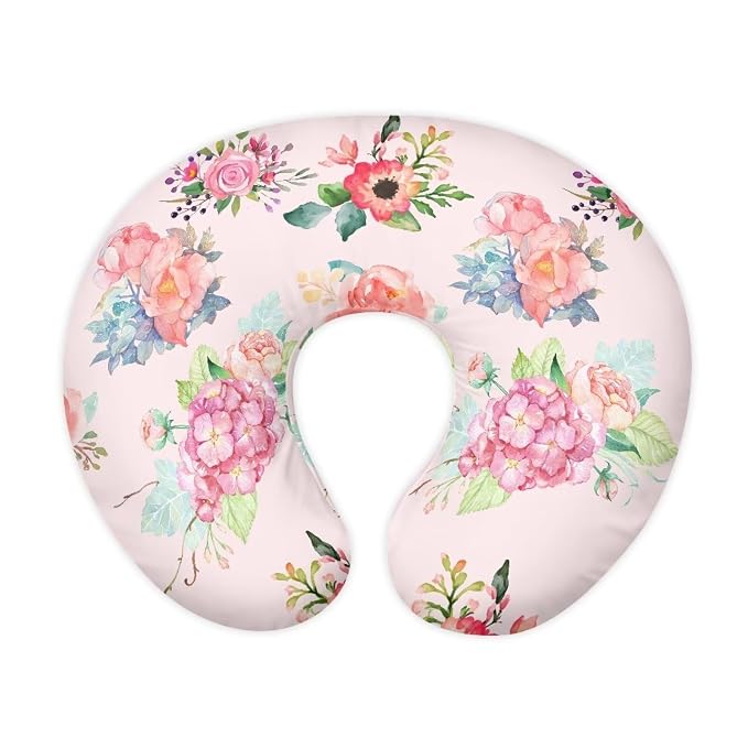 Pink Flower Nursing Pillowcase for Newborn Baby Boys Girls, Comfortable and Breathable Breastfeeding Bottle Feeding Pillow Cover for Baby Boys Girls Infant