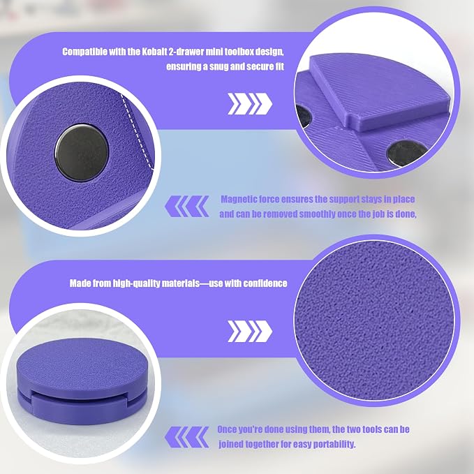 2 PCS Magnetic Lid Lock Set for 2-Drawer Mini Toolboxes, Secures Lid & Prevents Tipping, Mini Toolbox Accessories (Purple)