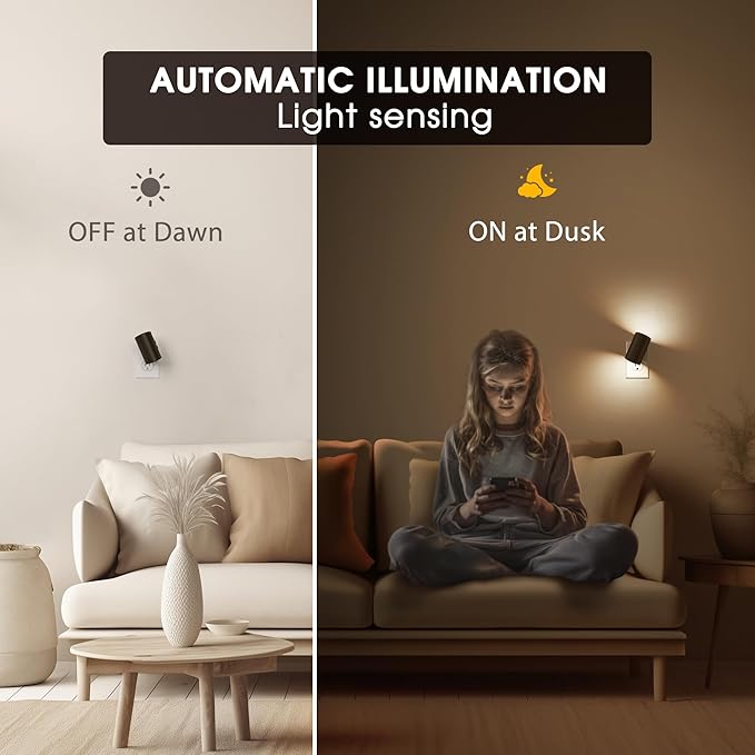 Briignite Night Lights Plug into Wall, 3CCT Modern LED Night Light Plug in, Dusk to Dawn Sensor, 3000K?0K?0K Change Nightlight,Dimmable NightLight for Hallway, Bedroom, Stairway, 2 Pack