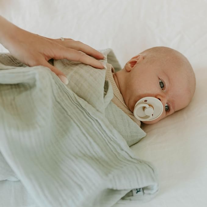 Little Unicorn Muslin Swaddle Blanket for Newborns & Infants | Soft & Breathable Fabric | Baby Blanket for Swaddling, Nursing, Shower Gifts (White Sage)