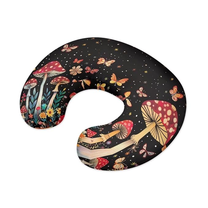 Mushroom Butterfly Girls and Boys Feeding Pillow Case Soft Skin-Friendly Washable Nursing Pillow Support Replacement Cover with Hidden Zipper for New Parents, Home Sofa Decor