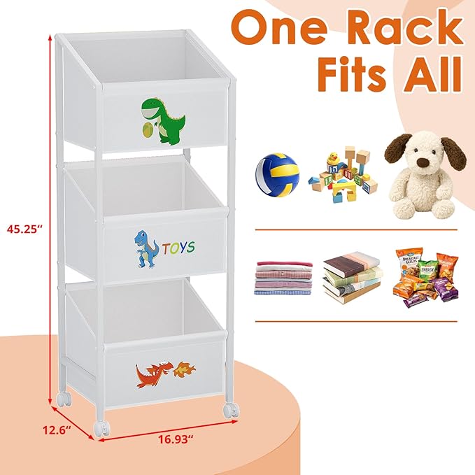 Lyuwanxian Large Kids Toy Storage Organizer with Wheels,Toy Shelf for Boys Girls, 45"x16"x12??Toy Organizers and Storage for Living Room,Playroom, Bedroom, Nursery