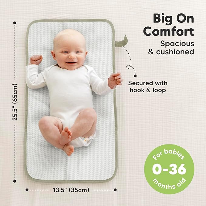 KeaBabies Portable Diaper Changing Pad, Easy Wipe Clean - Foldable Waterproof Baby Changing Mat for Diaper Bag, Compact, Lightweight, 25x13 Newborn, Infant, Baby Changer Travel Essential (Fox Vale)