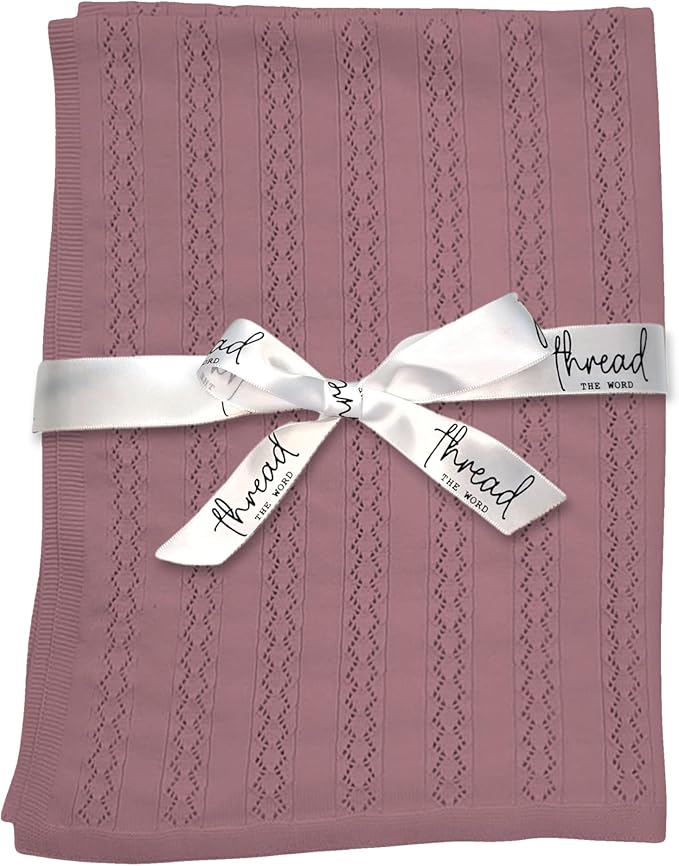 The Vintage Blanket - 100% Organic Cotton Baby Blanket, American Made, 30x40in - Bassinet, Crib, Stroller - Gift Registry Baby Shower for Newborns and Kids (Mauve)