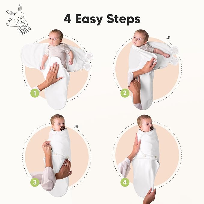 KeaBabies Baby Hair Brush and Comb Set and 3-Pack Baby Swaddle Sleep Sacks - Wooden Brush with Soft Goat Bristle, Newborn Swaddle Sack