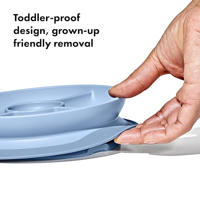 OXO Tot Stick and Stay Suction Divided Plate - Dusk (Pack of 3)