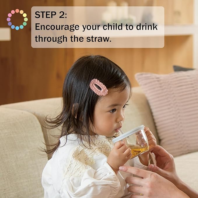 Push Flow Training Sippy Cup with Silicone Straw and Handles, 5 oz, for baby 6 month+ Light Blue