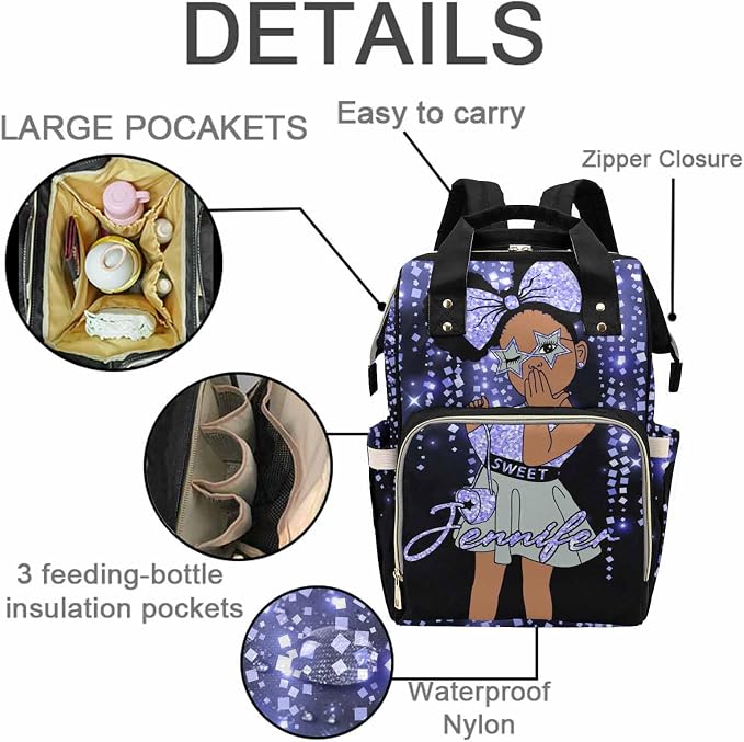 M YESCUSTOM Custom Name Diaper Bag Backpack for Women Portable Diaper Bags Mothers Day Gifts Personalized Cute Mommy Nursing Daypack for Women Brown Travel Diaper Waterproof Backpack
