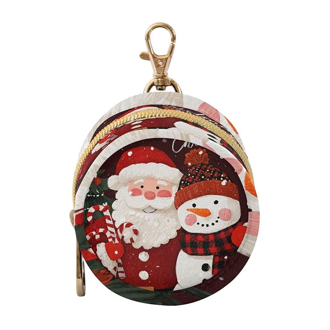 Pacifier Holder with Clip Pacifier Case for Diaper Bag Round Baby Pacifier Pouch Box Bag Portable Cartoon Santa Claus Snowman