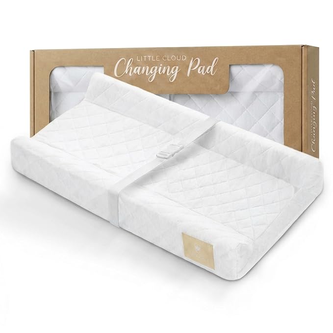 Contoured Baby Changing Pad ??Waterproof & Breathable Diaper Changing Pad | Removable Washable Cover, Non-Slip Base & Safety Strap | Standard Size for Dresser & Changing Table Pads