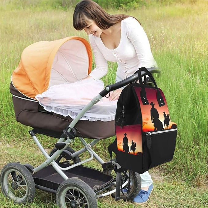 Texas Cowboy Diaper Bag Backpack Multifunction Nappy Bags Waterproof Mummy Backpack Large Capacity Travel Essentials Baby Bag with Changing Pad, Pacifier Holder