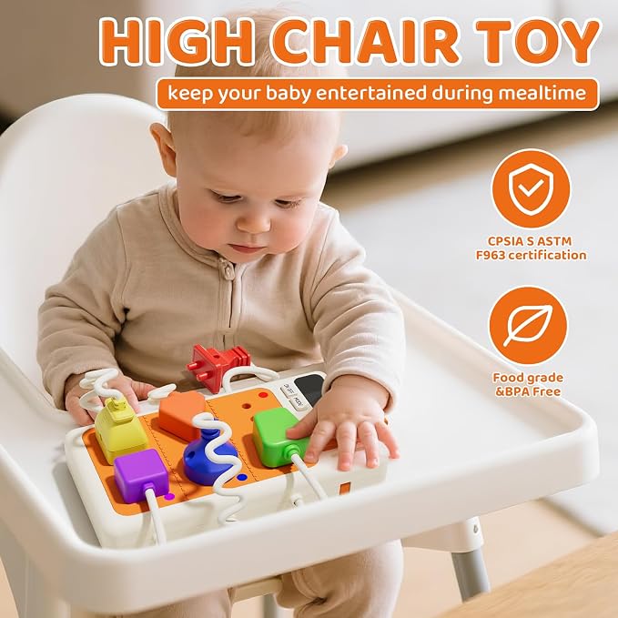 Aprilwolf 9 PCS Sensory Plug Outlet for Toddlers 2-3, Power Strip Montessori Toys for 18+ Months, Busy Board with Light & Sounds, Airplane Car Travel Toys Gift for Baby
