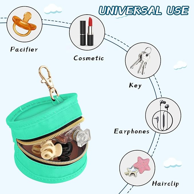 Custom Turquoise Pacifier Holder Case for Diaper Bag Personalized Portable Travel Pacifier Storage Case with Clip Newborn Baby Pouch for Baby Boys Girls Purse Outdoor