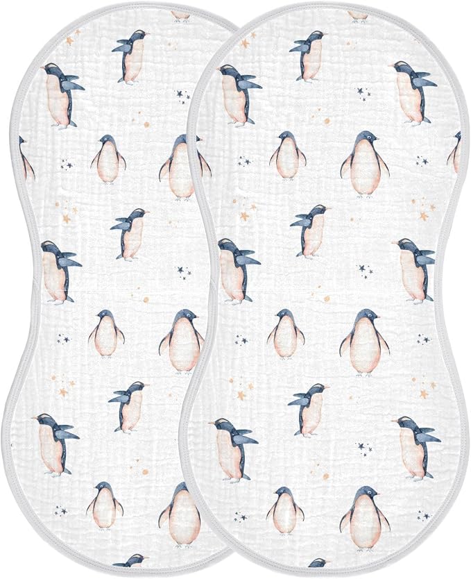 vvfelixl Watercolor Penguins Burp Cloths for Baby Boy Girls Baby Washcloths Burp Rags 1 Pack White