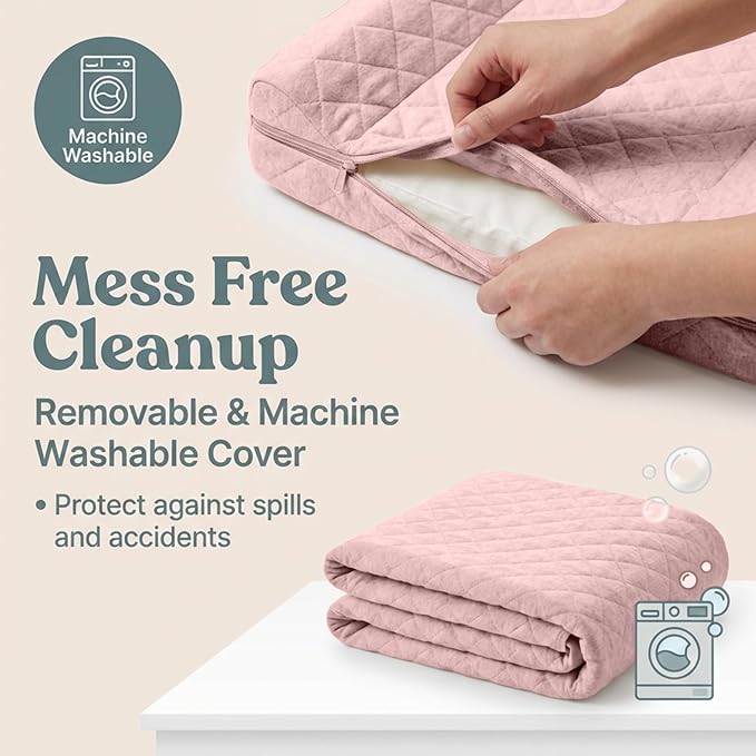 Contoured Baby Changing Pad ??Waterproof & Breathable Diaper Changing Pad | Removable Washable Cover, Non-Slip Base & Safety Strap | Standard Size for Dresser & Changing Table Pads