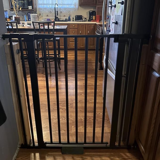 41 Inch Tall Baby Gate Auto Close Dog Gate Adjustable 29.92"-43.71" Wide Pressure Mounted Walk Through Swing Pet Gate for Doorways (Black, 29.92"-43.71" Wide)