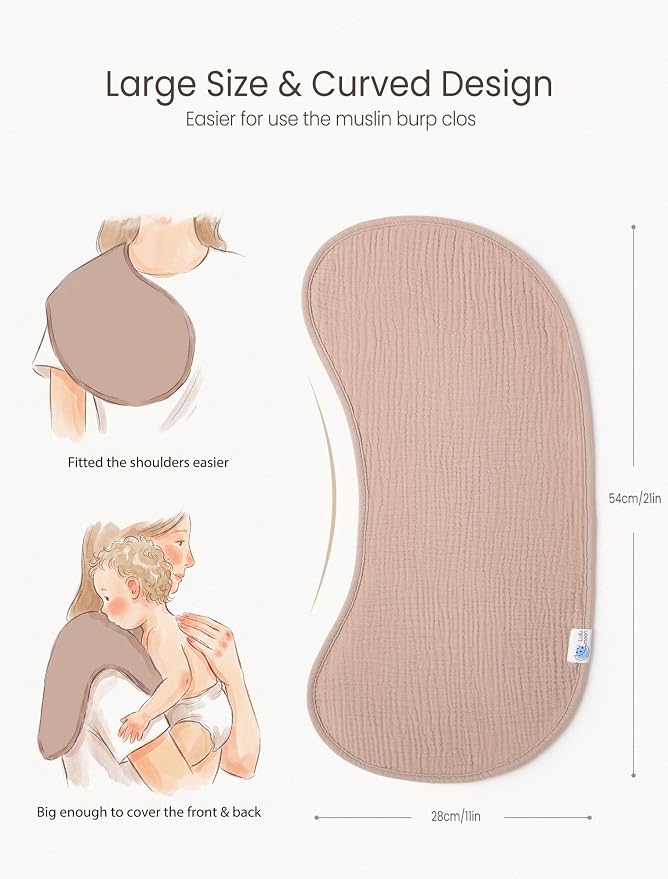 lulumoon Muslin Burp Cloths for Babies: 100% Soft Cotton Large Burping Cloths - Neutral Baby Burp Rags for Boy and Girl - Absorbent Burp Cloth for Spit-Ups 4 Pack