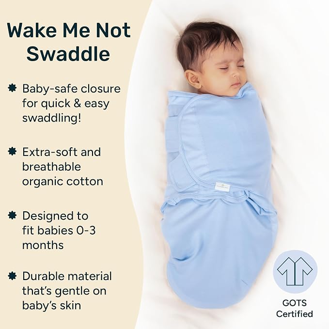 Swaddle Wrap for Newborns – Premium Organic Cotton, Wake Me Not Swaddle with Baby-Safe Closure, Ultra-Soft & Snug Sleep Sack, Breathable Swaddling Blanket, Gifts for 0-3 Months, Pack of 2