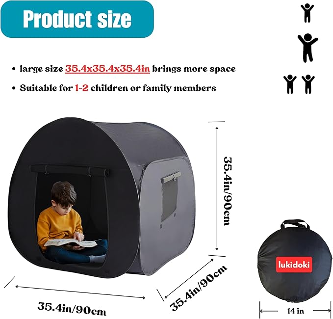 Sensory Tent for Kids with Autism - CPC Certification Sensory Calm Corner Helps ADHD, SPD Children Relax, Reduce Anxiety - Portable Pop-up Blackout Hideout Play Tent Toys Add Windows
